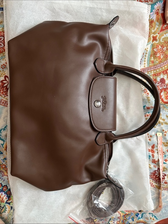 Longchamp Handbags - Longchamp Brown Leather Le Pliage Cuir Tote